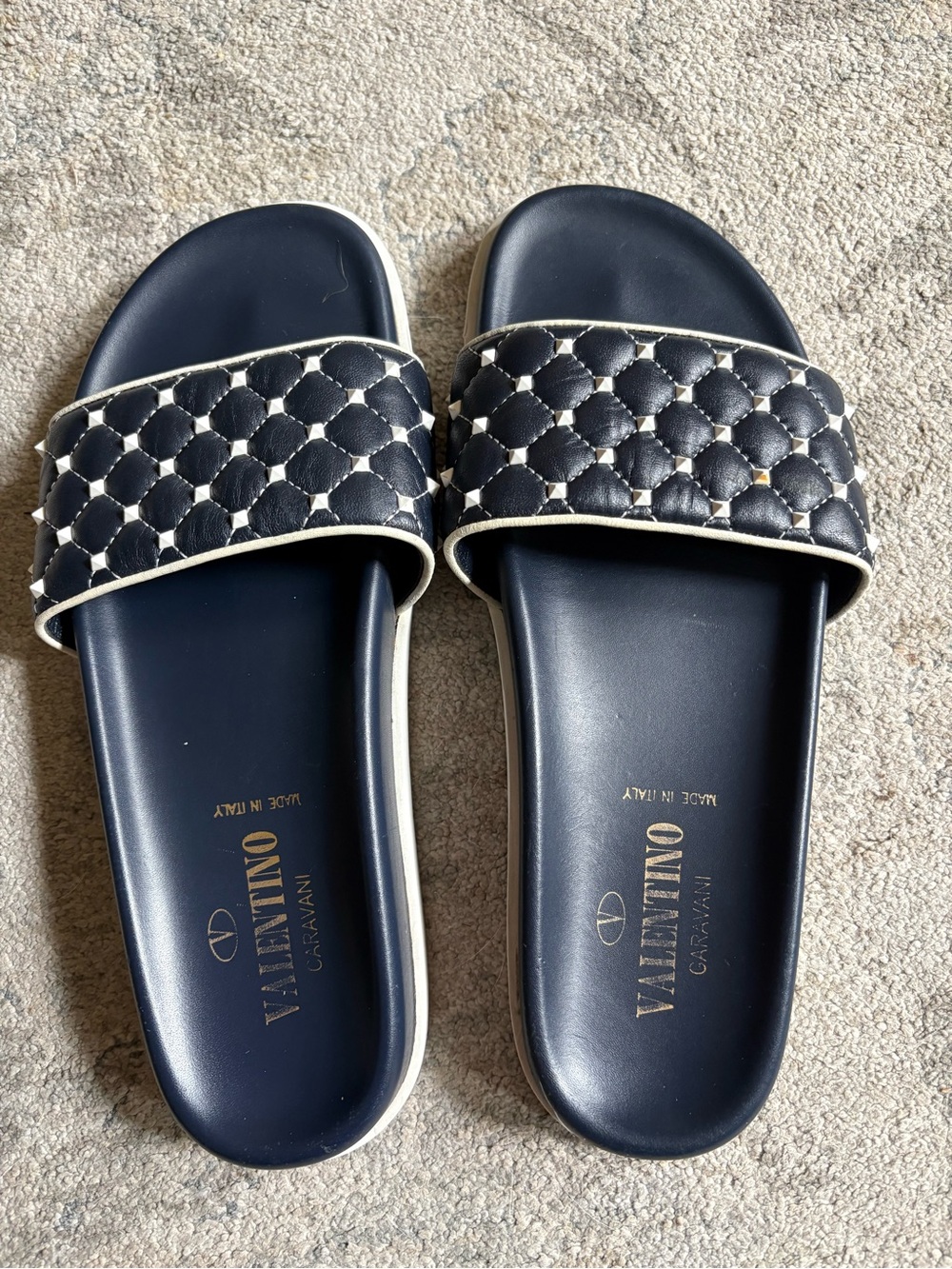 Valentino Slides with Rockstud Leather Sandals